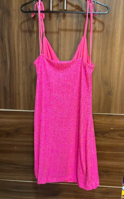 Vestido corto rosa brillante Topshop - miniatura 2