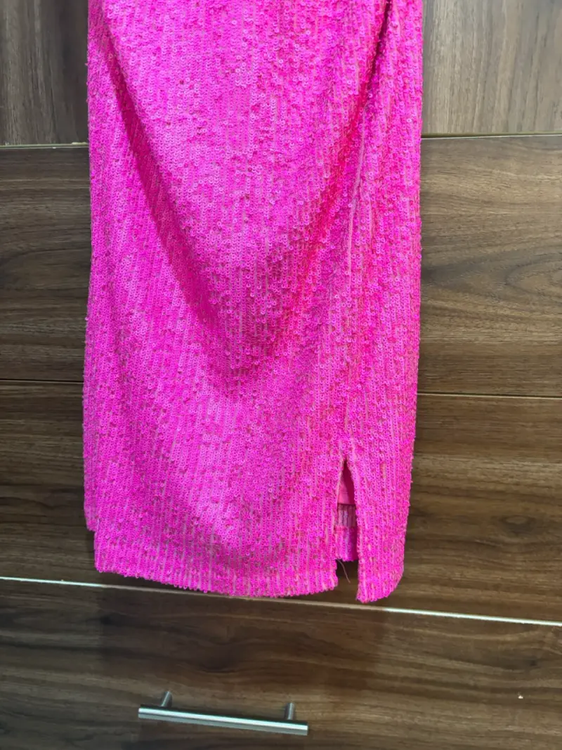 Vestido corto rosa brillante Topshop - 4