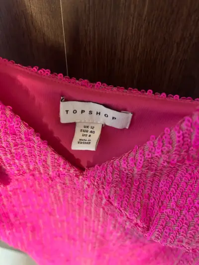 Vestido corto rosa brillante Topshop - miniatura 5