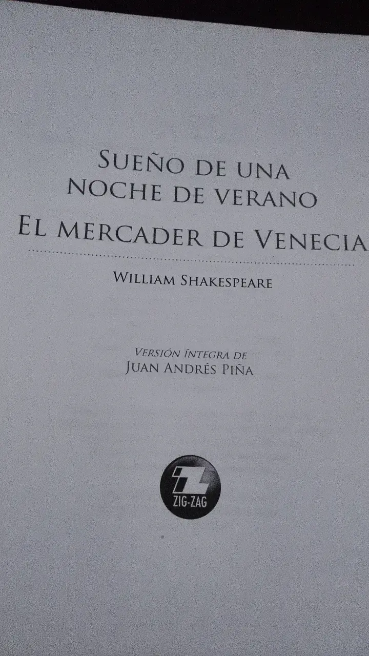 Libro Sueño De Una Noche De Verano y El Mercader De Venecia de William Shakespeare - 2