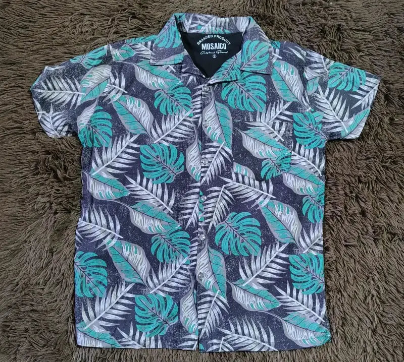 Camisa hawaiana estampada hojas Mosaico