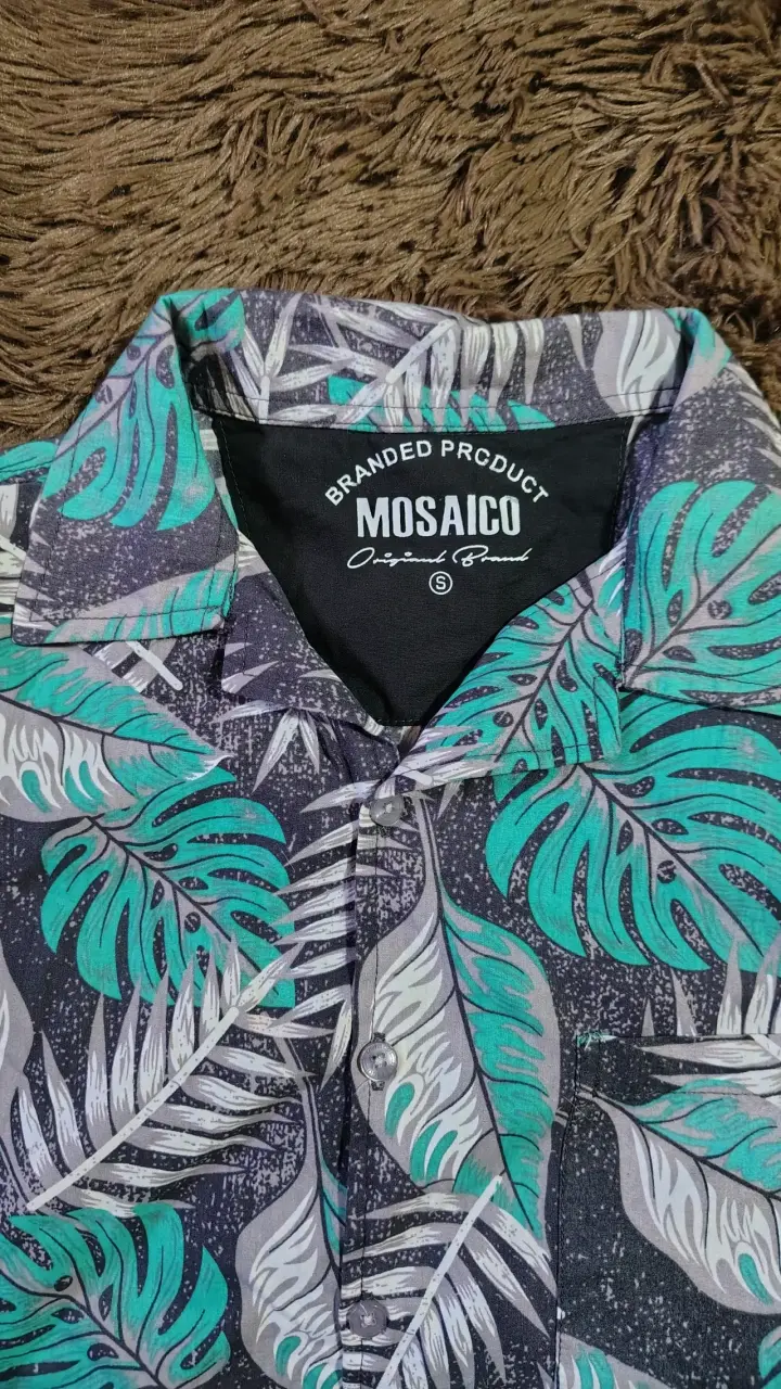 Camisa hawaiana estampada hojas Mosaico - 2