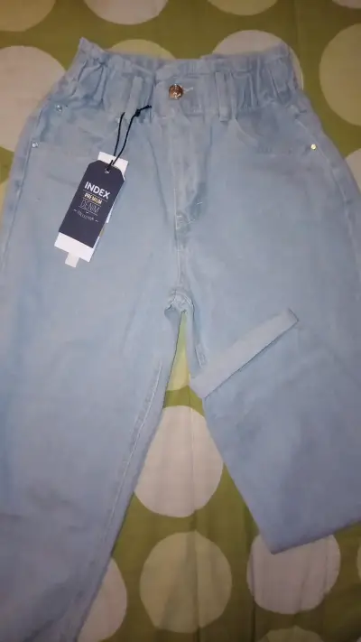 Jeans celestes de tiro alto para mujer Index - miniatura 3