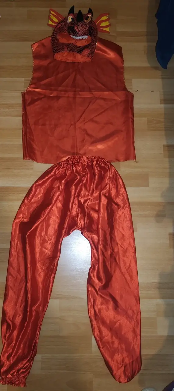 🐲 ¡TRAJE CONJUNTO ROJO Y CABEZA DRAGÓN S - 2