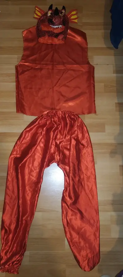 🐲 ¡TRAJE CONJUNTO ROJO Y CABEZA DRAGÓN S - miniatura 2