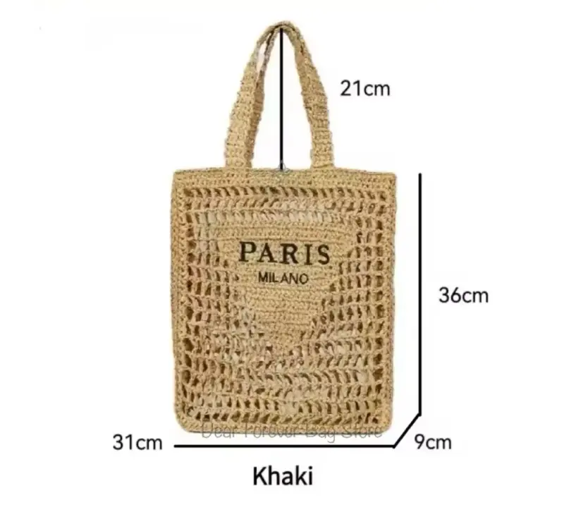 Bolso de mimbre estilo tote color caqui