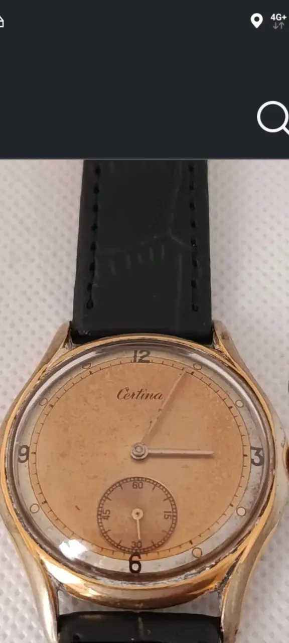 Reloj vintage Certina dorado con correa negra - 4
