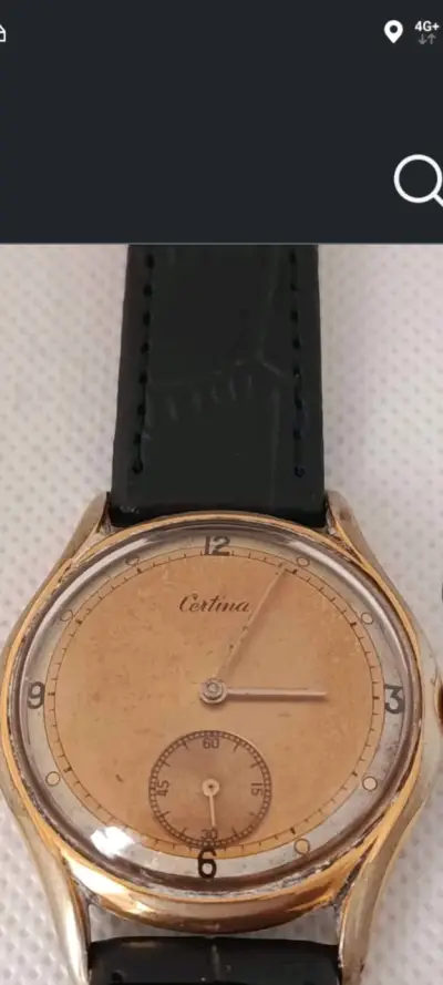Reloj vintage Certina dorado con correa negra - miniatura 4
