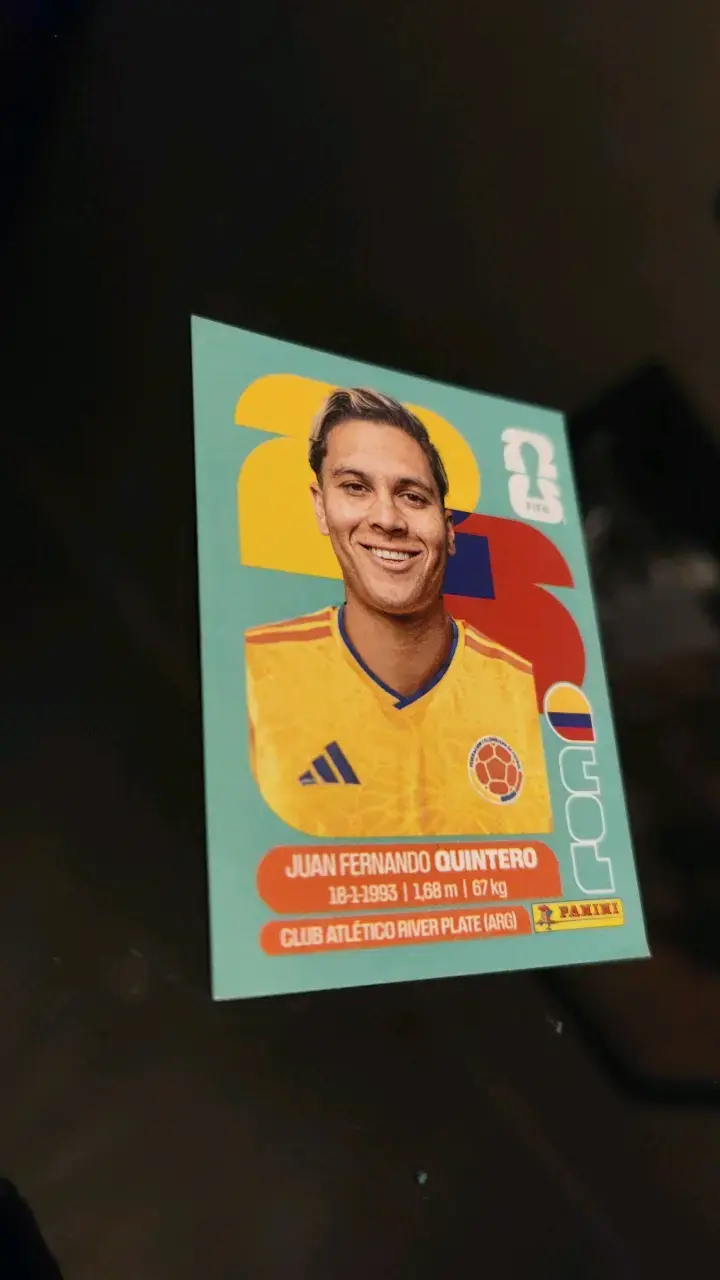 Lámina Panini Juan Fernando Quintero Mundial 2026