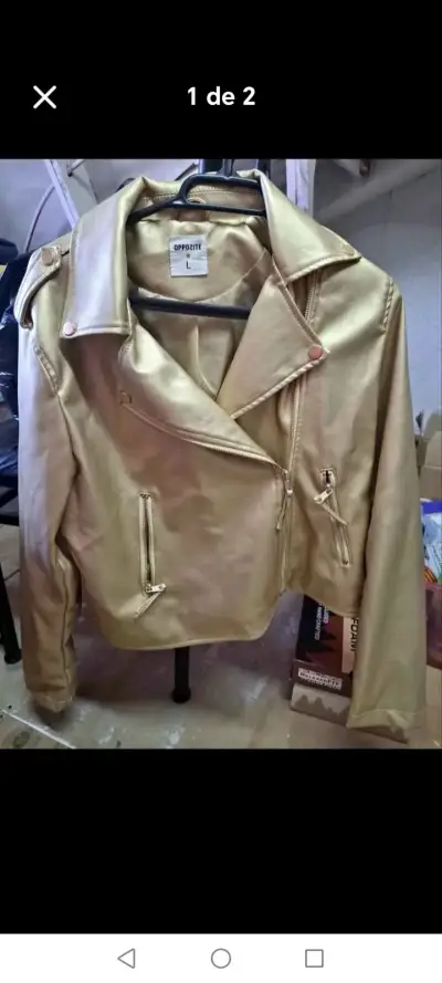 Chaqueta dorada de cuero sintético Opposite talla L - miniatura 1