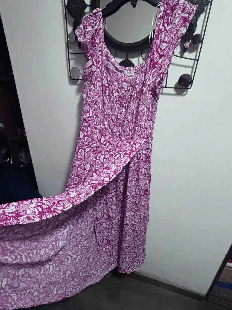 Vestido largo estampado floral rosa - 1