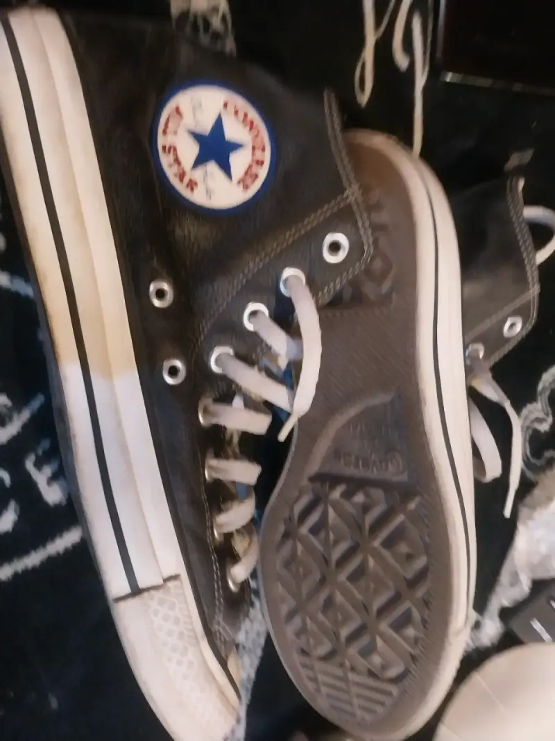 Converse All Star negras de cuero clásicas - 4