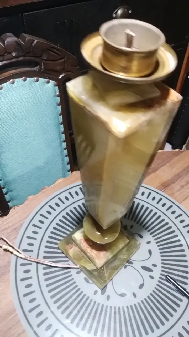 Lámpara de mesa vintage de mármol verde - 2
