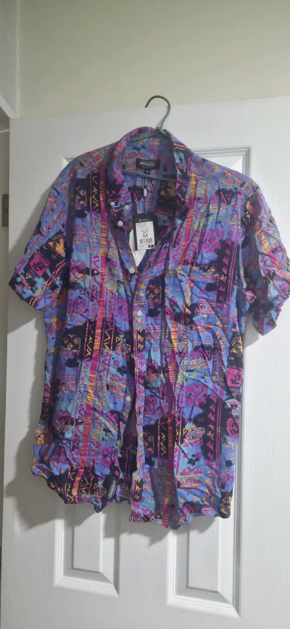 Camisa estampada tropical Icono y Oposit, talla M - 4