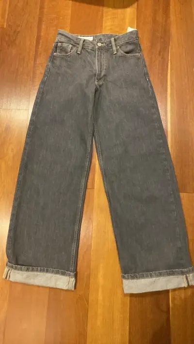 Jeans anchos grises Zara para mujer - miniatura 1