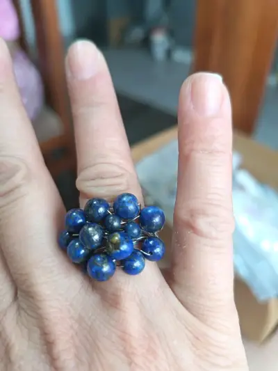 Anillo de piedras azules estilo bohemio - miniatura 1