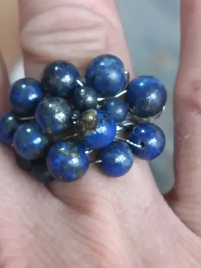 Anillo de piedras azules estilo bohemio - miniatura 2