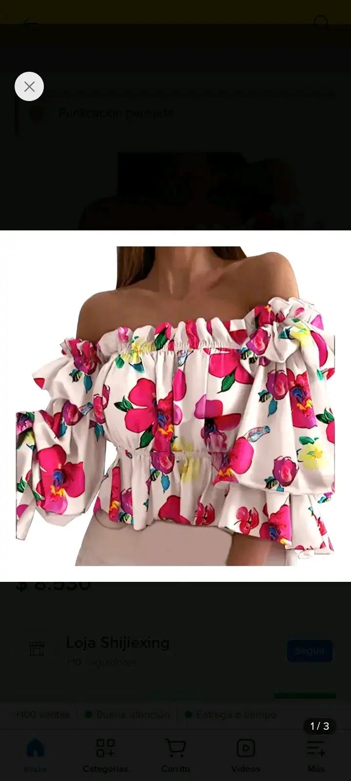 Blusa floral con hombros descubiertos - 5