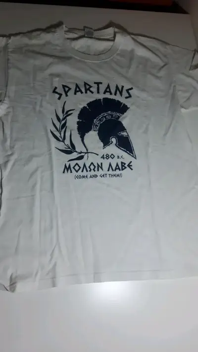 Polera blanca Spartans Molon Labe - miniatura 1