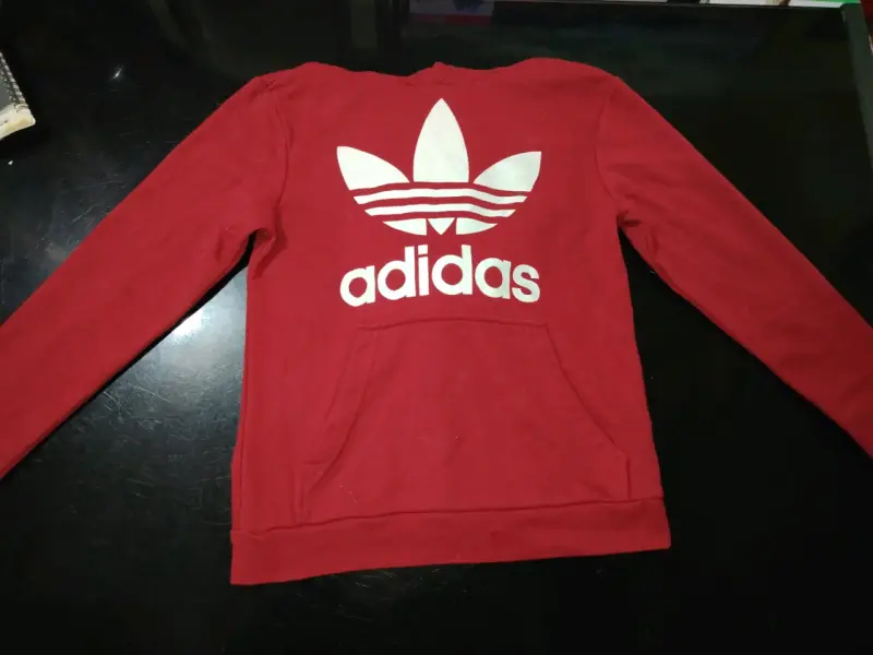 Polerón rojo burdeo Adidas con capucha - 1