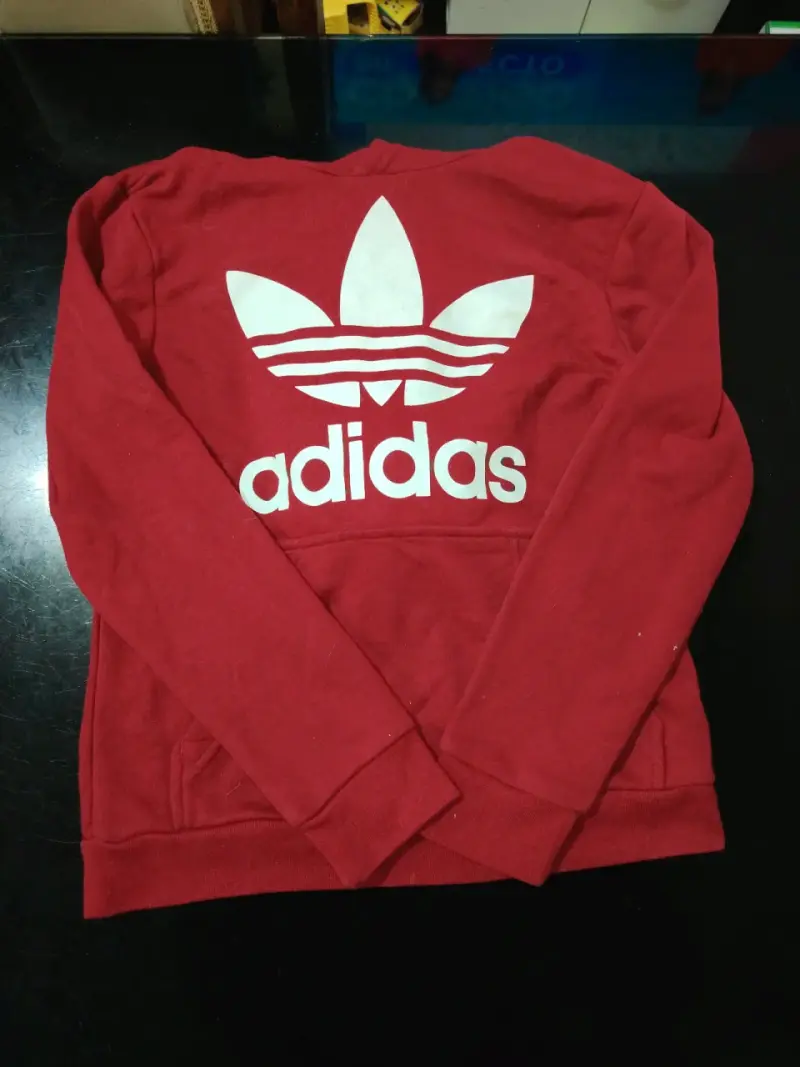 Polerón rojo burdeo Adidas con capucha - 2