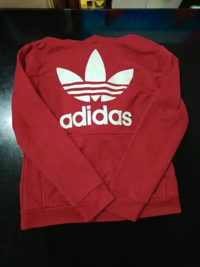 Polerón rojo burdeo Adidas con capucha - miniatura 2