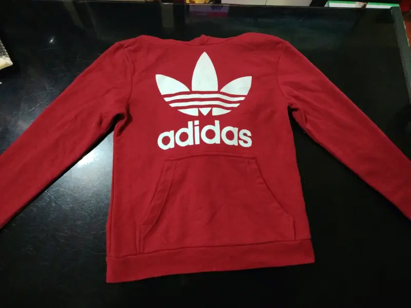 Polerón rojo burdeo Adidas con capucha - 5