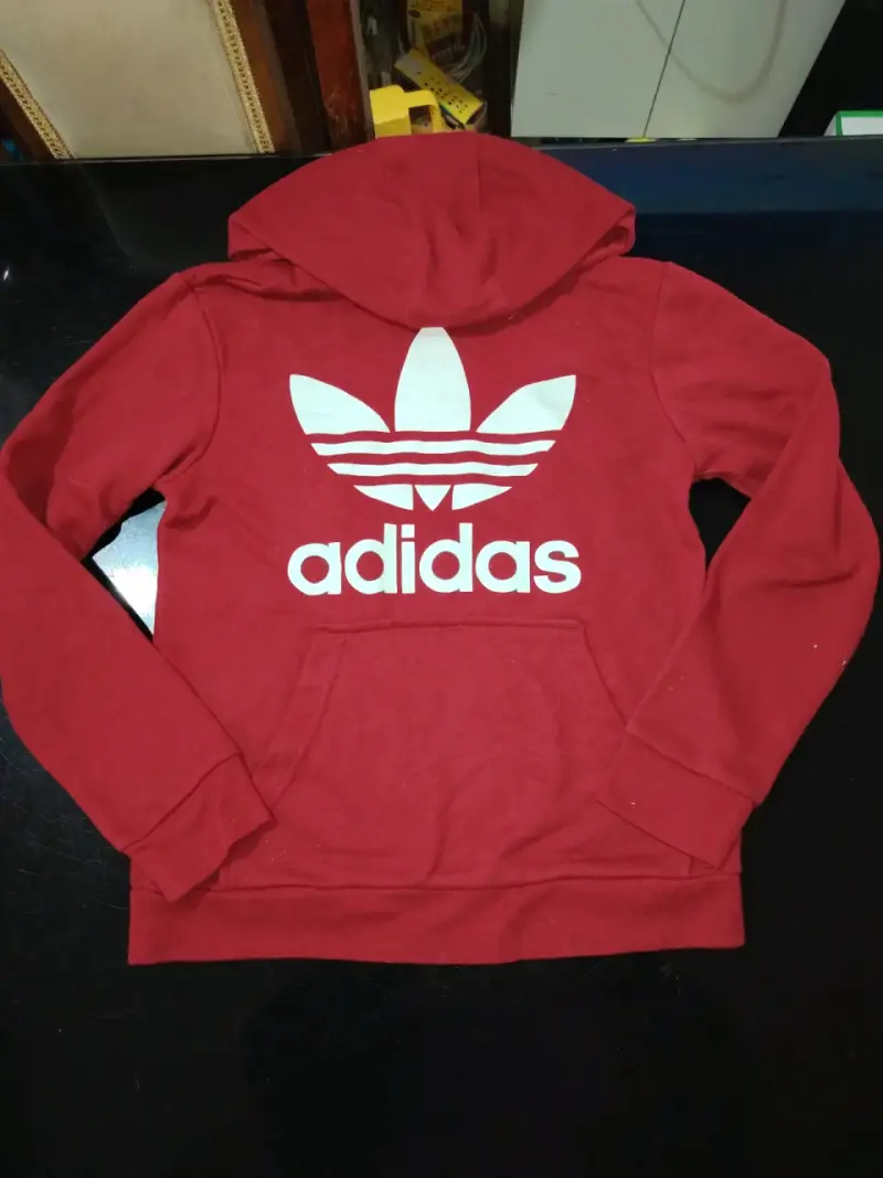 Polerón rojo burdeo Adidas con capucha - 6