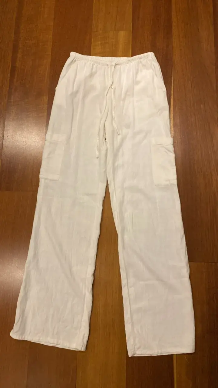Pantalones blancos de lino con bolsillos H&M