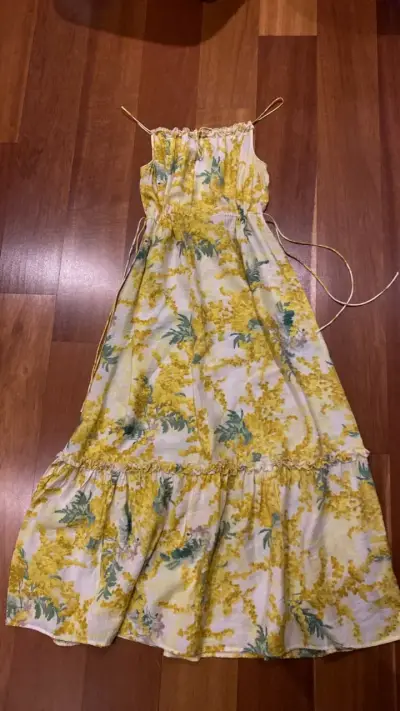 Vestido largo floral amarillo H&M - miniatura 1