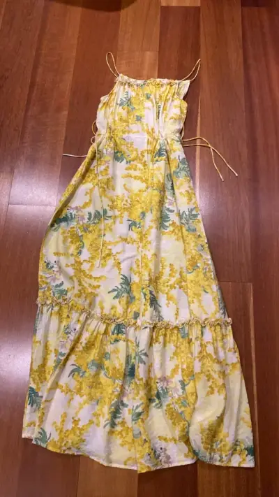 Vestido largo floral amarillo H&M - miniatura 2