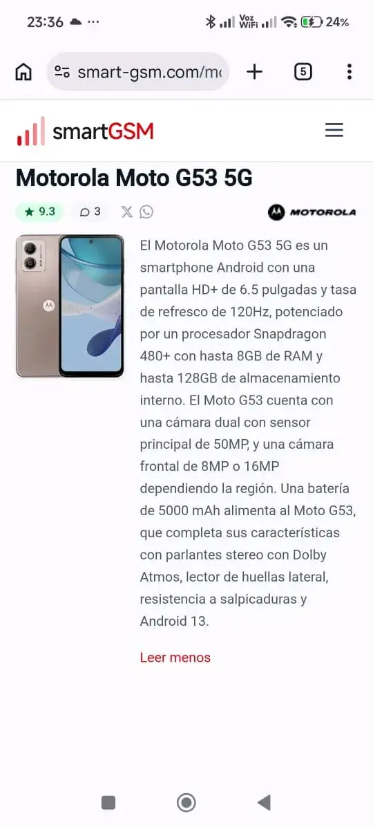 Smartphone Motorola Moto G53 5G con cargador - 2