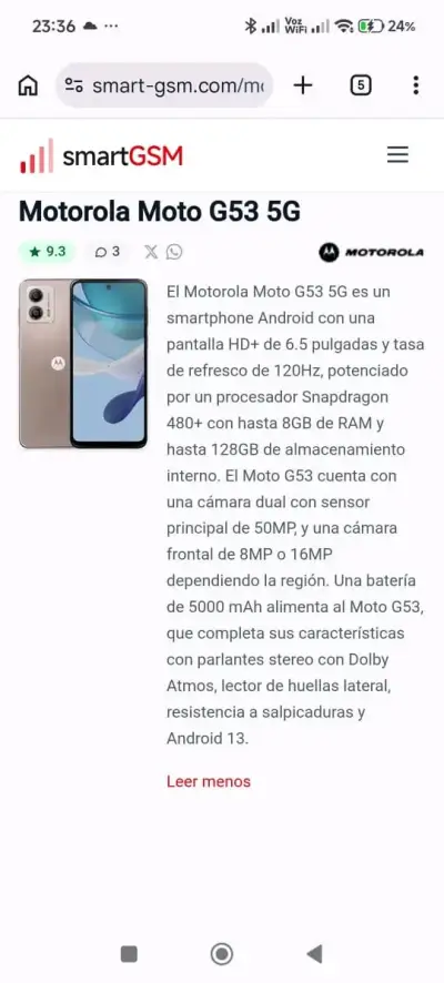 Smartphone Motorola Moto G53 5G con cargador - miniatura 2