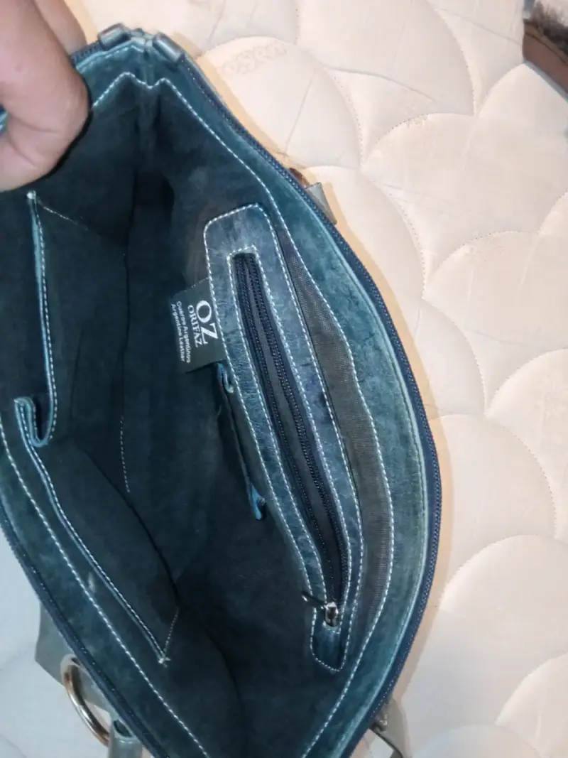 Bolso de cuero genuino Oz Ortez azul - 2
