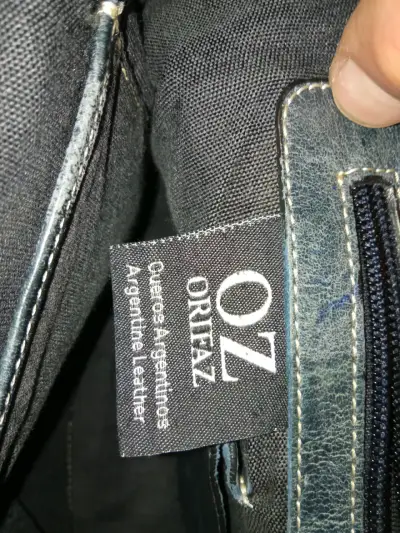 Bolso de cuero genuino Oz Ortez azul - miniatura 3