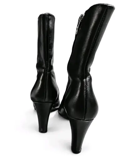 Botines de cuero negro con tacón alto - miniatura 2