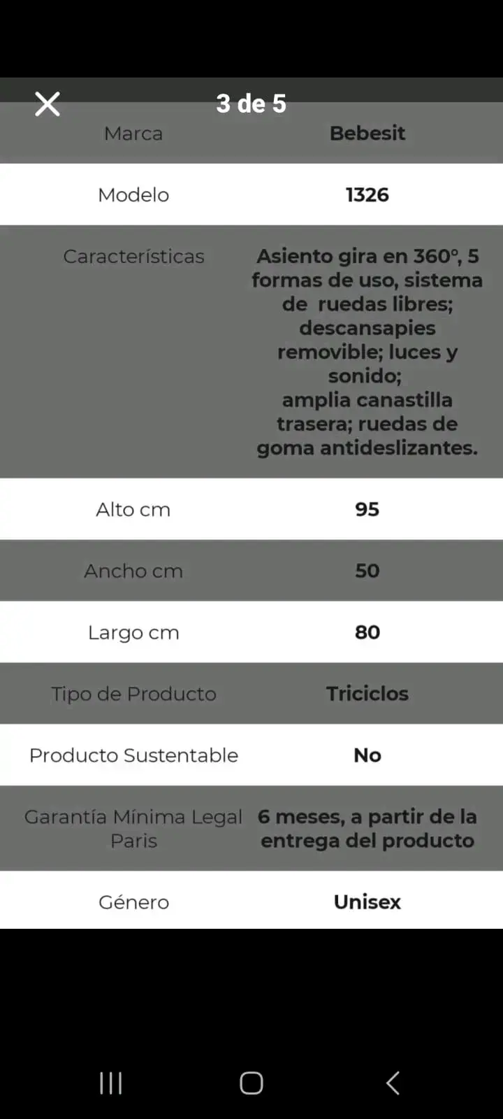 Triciclo Bebesit 1326 con Asiento Giratorio - 3