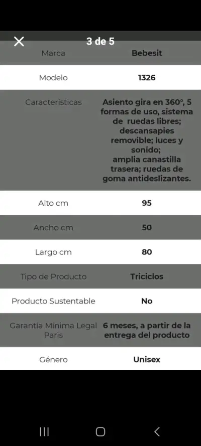 Triciclo Bebesit 1326 con Asiento Giratorio - miniatura 3