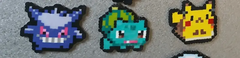 Pack 3 imanes hama beads Pokémon Gengar Bulbasaur