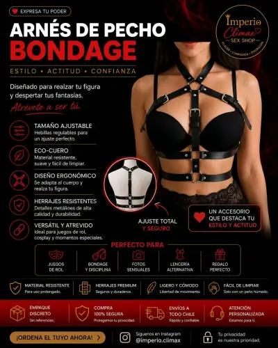 Arnés de Pecho Bondage Ajustable de Eco-Cuero - miniatura 1