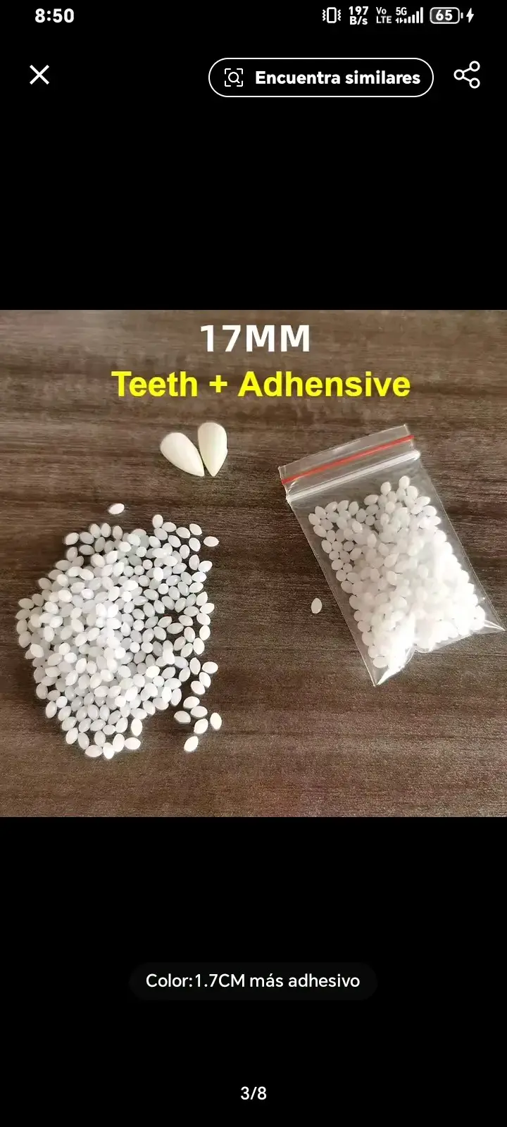 Dientes falsos 17MM con adhesivo para disfraces