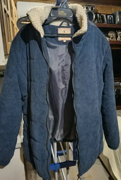 Chaqueta de pana azul con forro de lana - miniatura 1