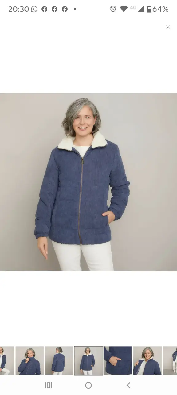 Chaqueta de pana azul con forro de lana - 3