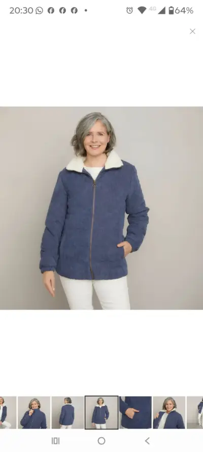 Chaqueta de pana azul con forro de lana - miniatura 3