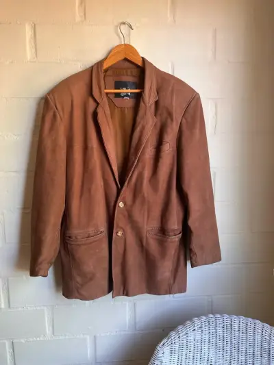 Blazer de gamuza marrón para hombre - miniatura 1
