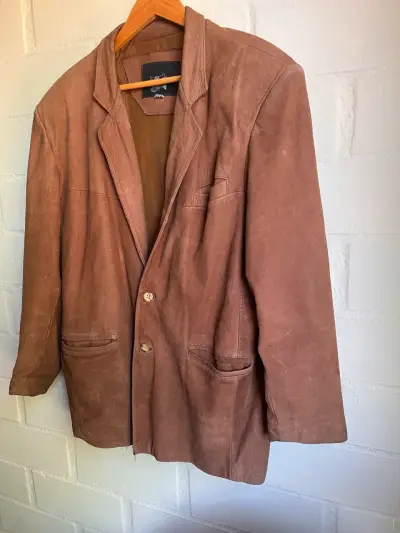 Blazer de gamuza marrón para hombre - miniatura 3