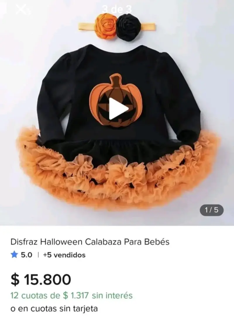 Disfraz Halloween calabaza bebé de 6 a 12 meses - 3