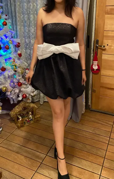Vestido negro con lazo elegante, ZARA talla S - miniatura 1
