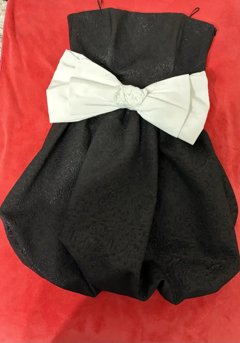 Vestido negro con lazo elegante, ZARA talla S - 2
