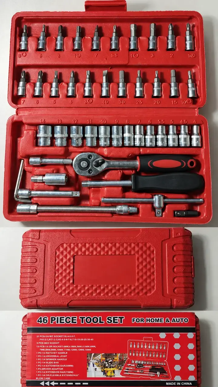 Juego de herramientas 46 piezas para hogar y auto